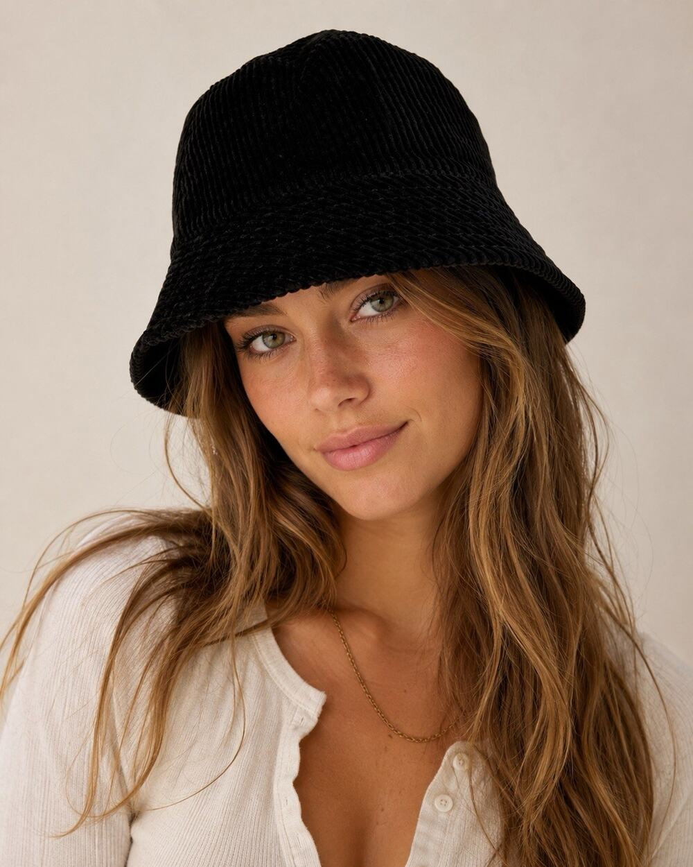VTG 90s Talbots Black Corduroy Bucket Hat Cotton Preppy Classic Americana